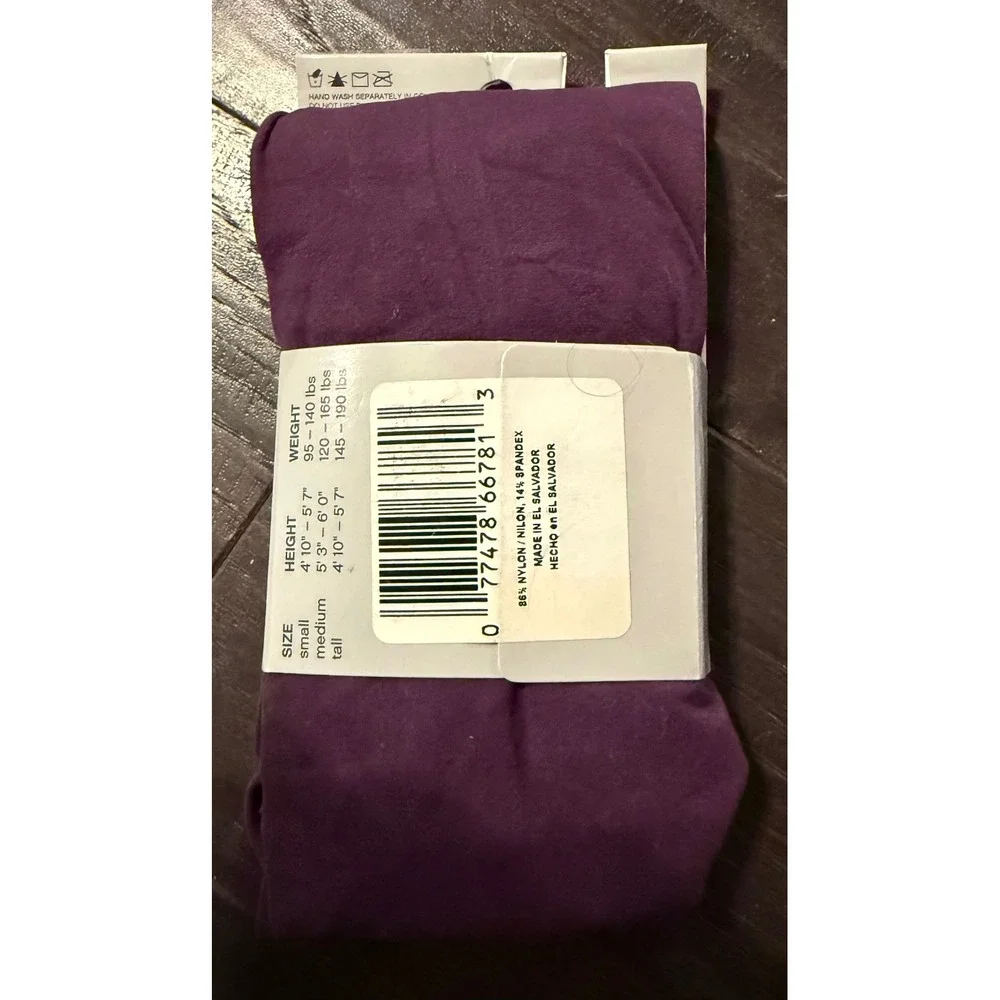 Hanes Womens Small Tights Plum Swirl Matte Opaque Control Top 0B406 NEW